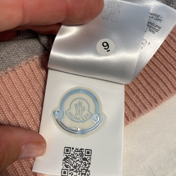 Moncler Maglia tricot 100% cashmere gray and pink cardigan size small - Picture 9 of 13